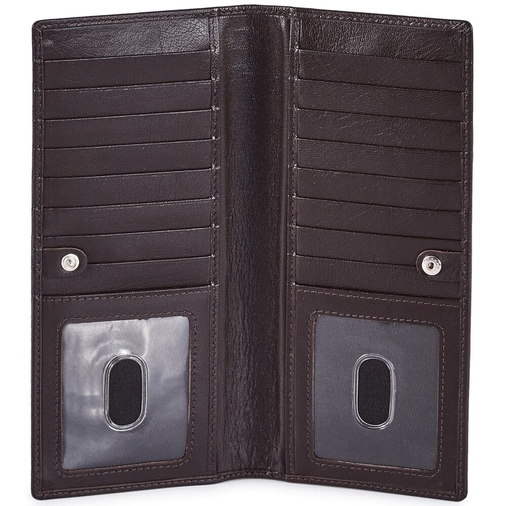 1353 Long Wallet Real Leather Bifold RFID Stylish Slim Handmade 2 ID Window